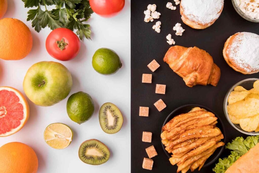 healthy and unhealthy diet