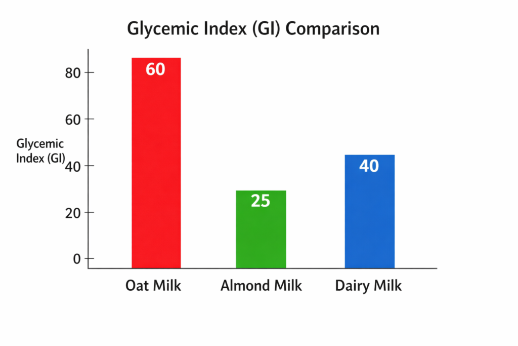 Oat milk vs almond milk glycemic index comparison for weight loss.