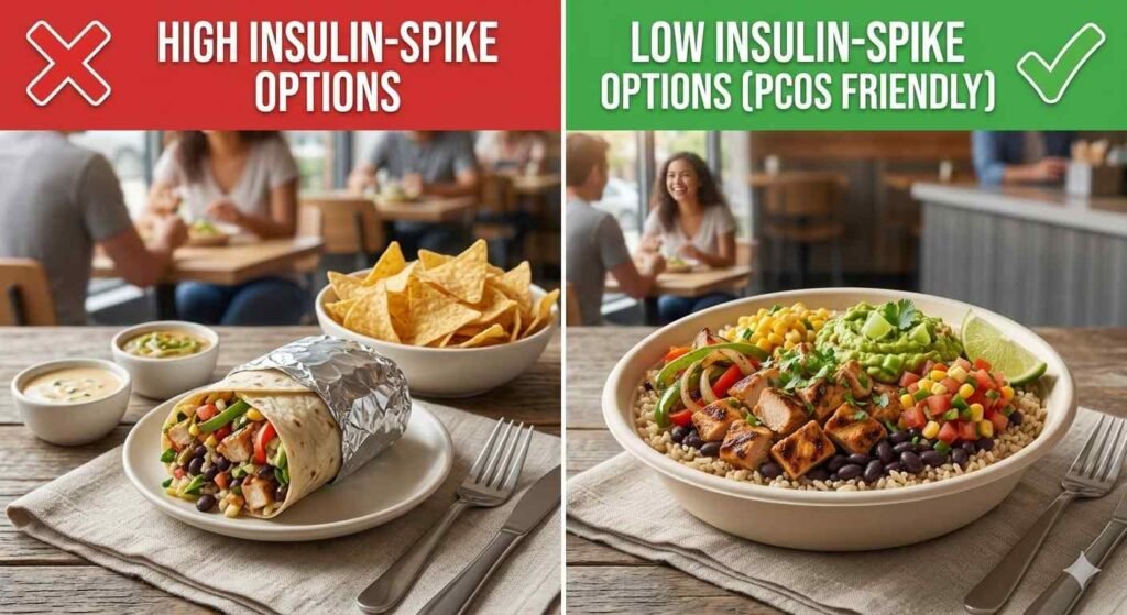 PCOS Safe vs High Glucose Chipotle Ingredients
