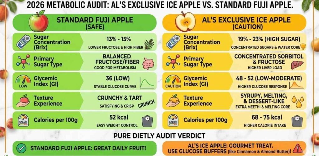 Metabolic comparison chart of Ice Apple brix levels and GI index.