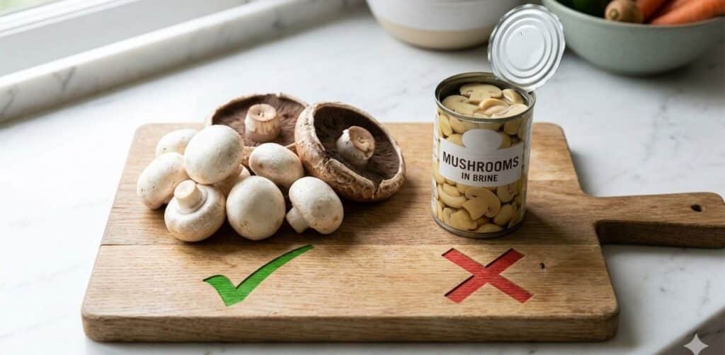 Shopping for fresh mushrooms vs canned for heart health