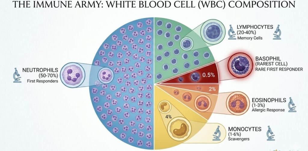 the immune army white blood cells [WBC]composition
