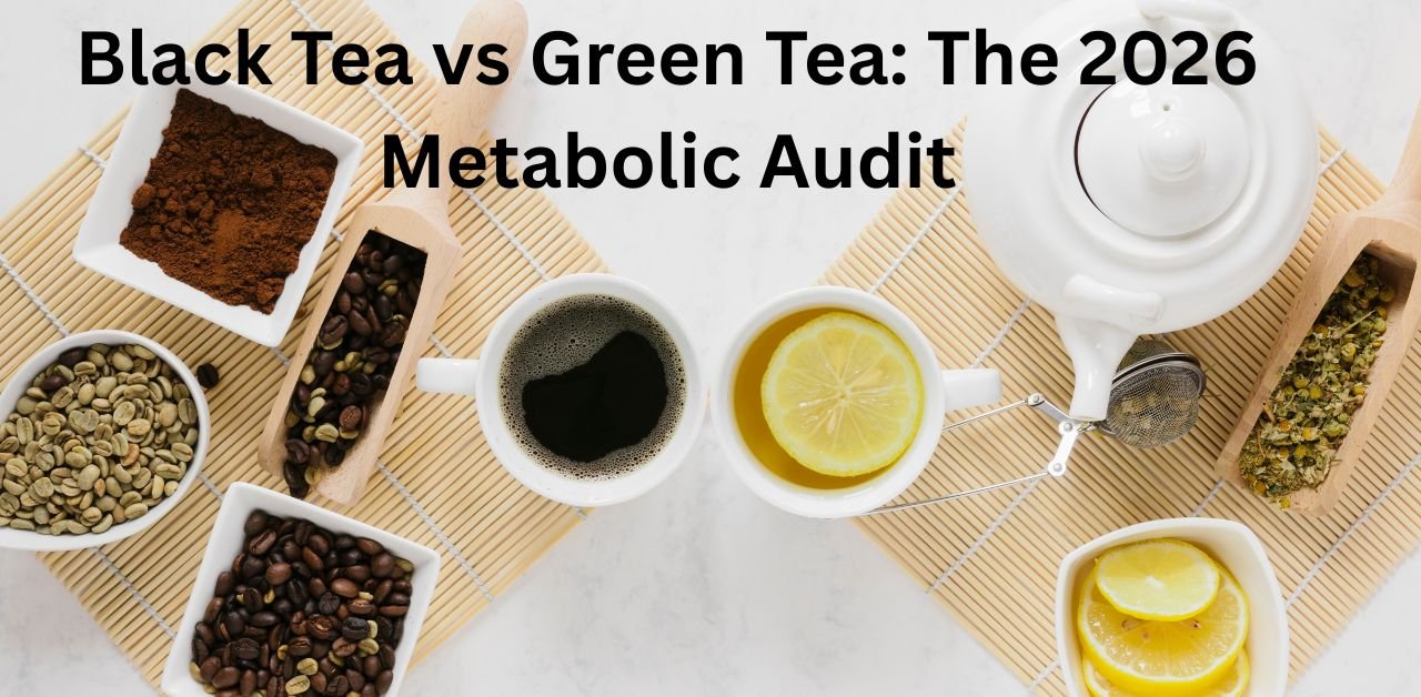 Nutritional comparison table of green and black tea metabolic impact.