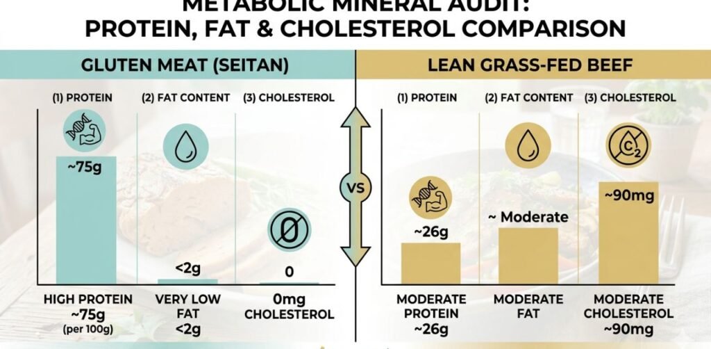Comparison of Gluten Meat vs Beef protein and fat content