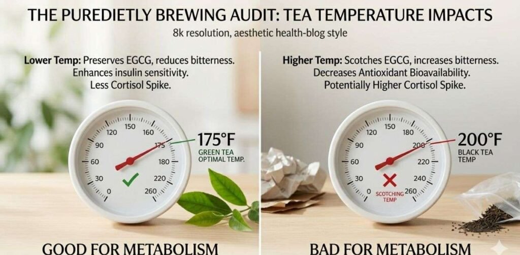 Ideal brewing temperature for black and green tea bioavailability.