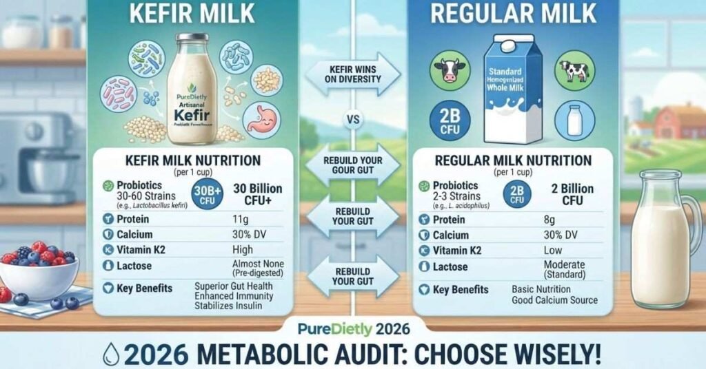 Kefir Milk Nutrition Profile vs. Regular Milk