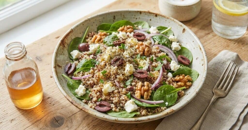 Mediterranean Rice & Spinach Salad