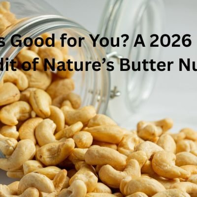 ek image ready krdo featured image ese hi ho text likha ho Are Cashews Good for You? A 2026 Metabolic Audit of Nature’s Butter Nut